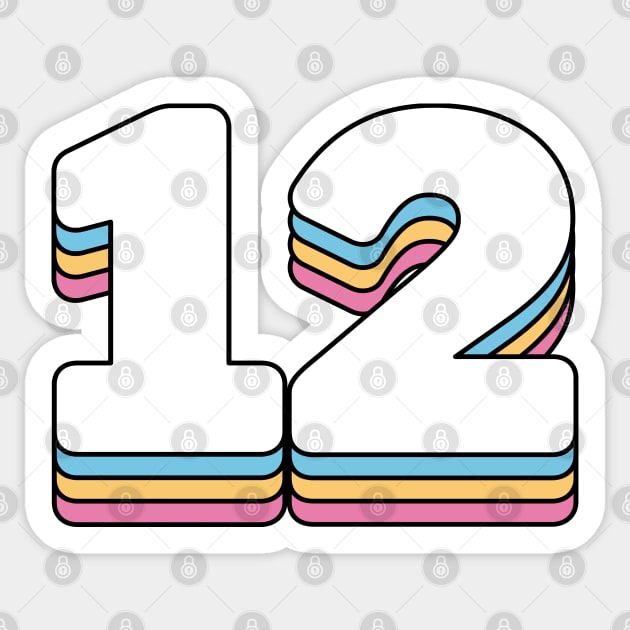 12 Number Twelve Rainbow Birthday Anniversary Year Sticker by RetroDesign